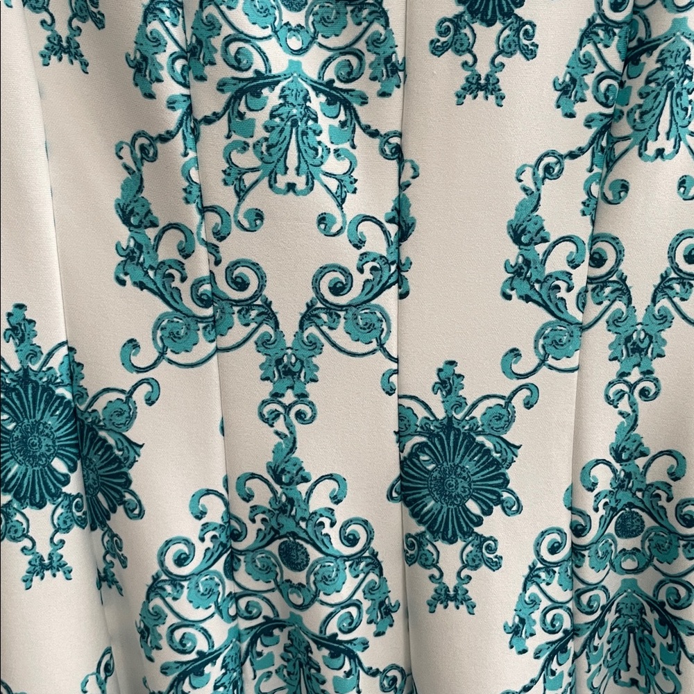Danny & Nicole White and Teal Printed Midi Dress - Picture 3 of 8